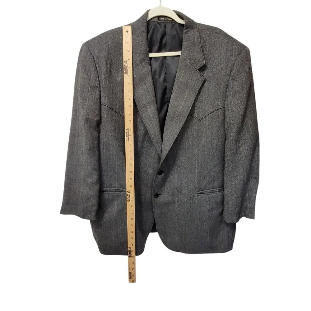 Circle S 50R Black‎ Tweed Western Wear Men's Blazer Sport Coat Suit Jacket